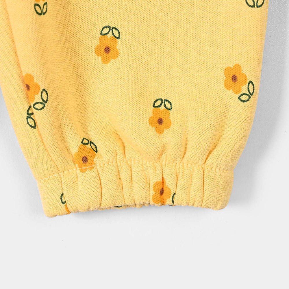 Infant Girls Fleece Pyjama Floral- Yellow