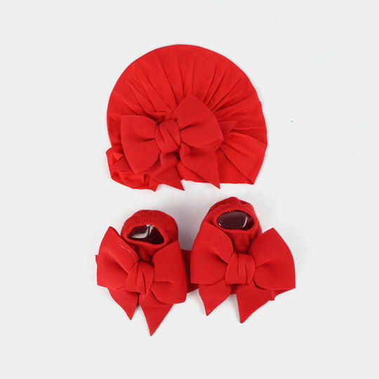 Cap w/Booties Red 6M+