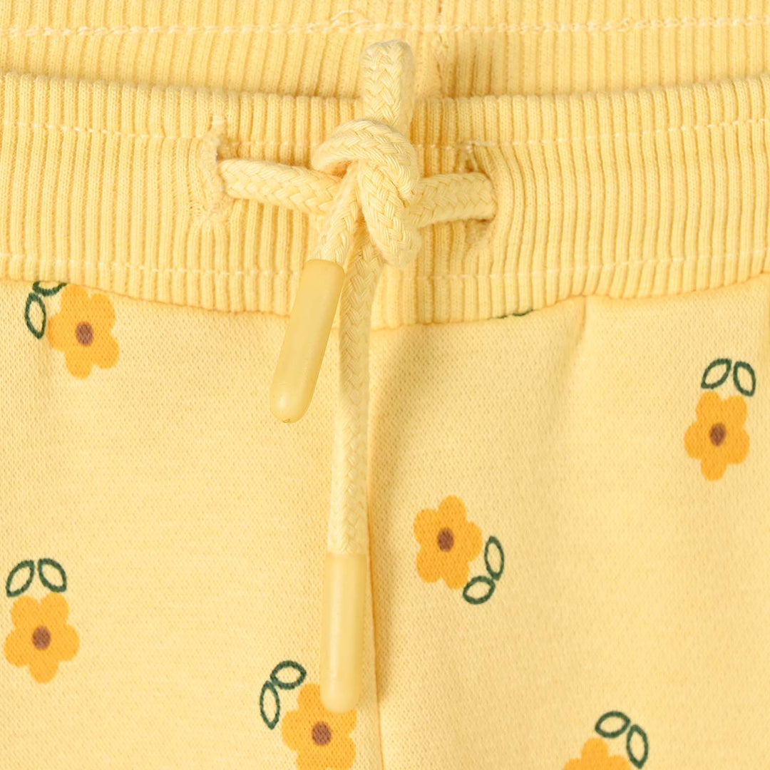 Infant Girls Fleece Pyjama Floral- Yellow