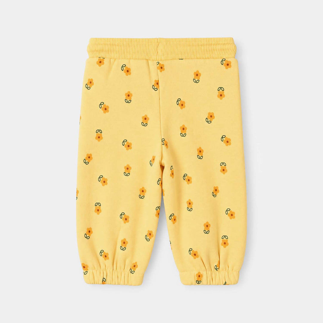 Infant Girls Fleece Pyjama Floral- Yellow