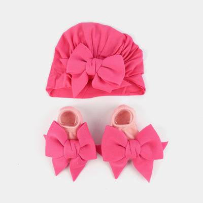 Cap w/Booties Pink 6M+