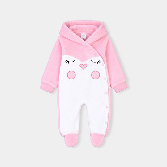 Infant Unisex Fur Romper FL231-1P-White.Pink