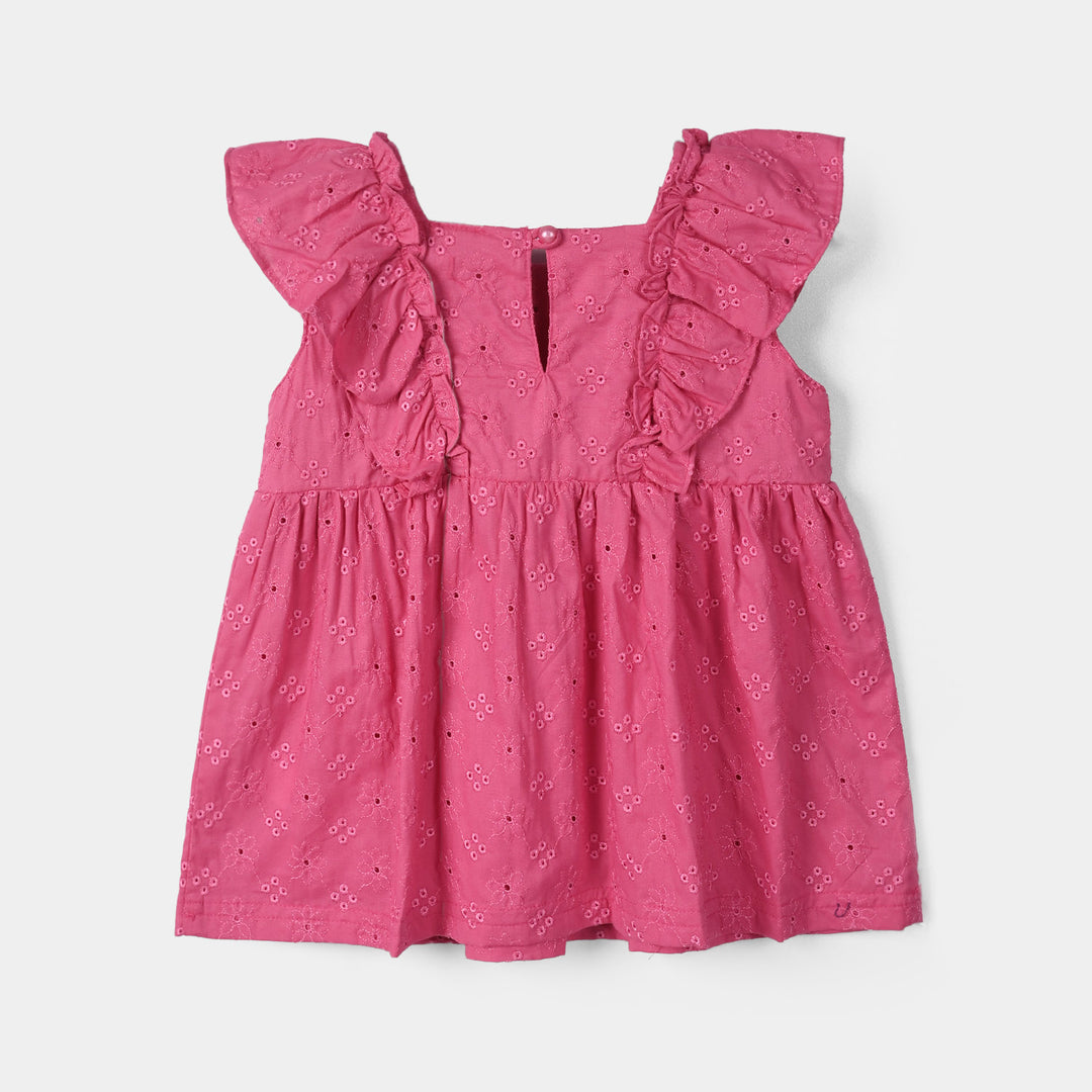Infant Girls Cotton 2Pc Suit (Chicken Kari) - Hot Pink