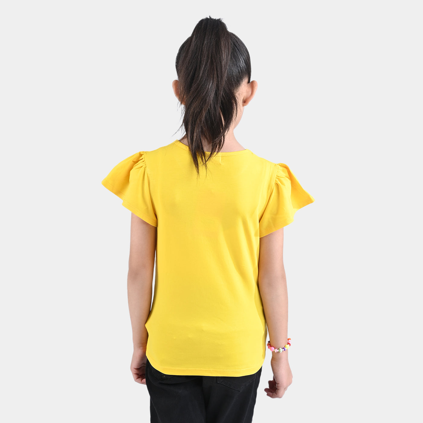 Girls Lycra Jersey T-Shirt Character-Yellow