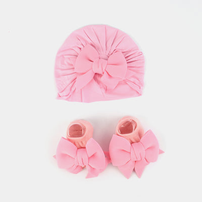 Cap w/Booties Pink 6M+