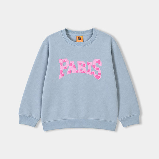 Girls Fleece SweatShirt Paris-Blue.Fog
