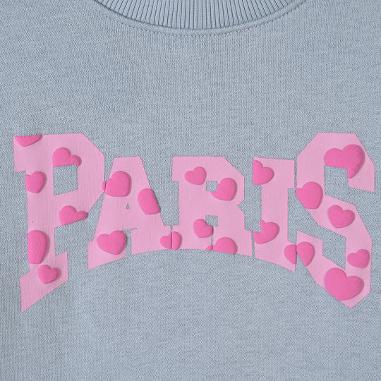 Girls Fleece SweatShirt Paris-Blue.Fog