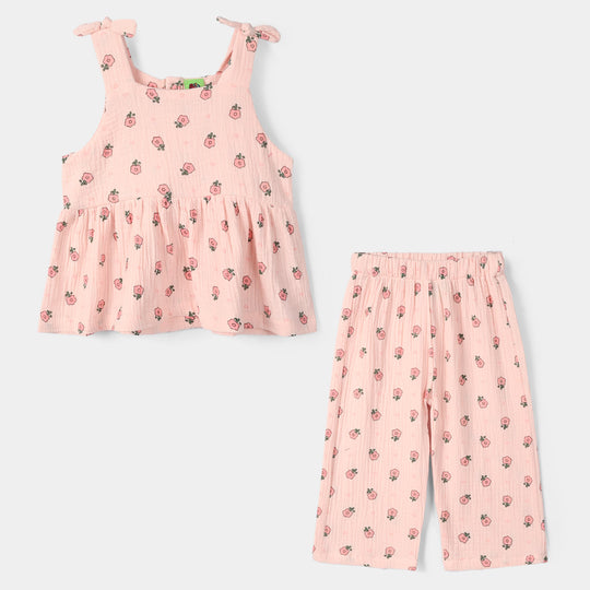Infant Girls Gauze 2-Piece Suit (Floral Mist) - Pink