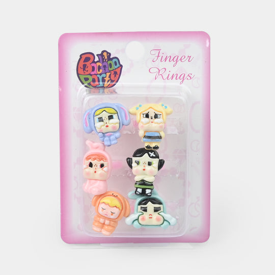 Cute Colorful Girls Ring Set | Pack of 6