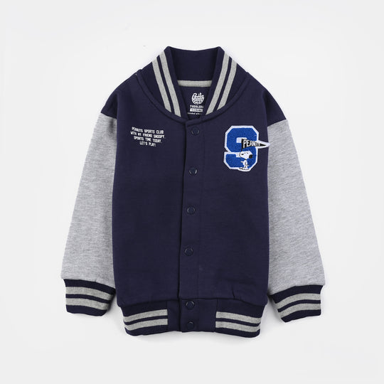 Boys Fleece Knitted Jacket-Navy//Grey