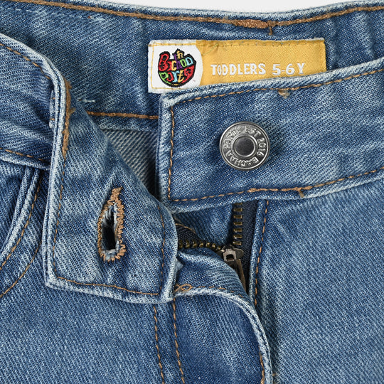 Girls Denim rigid Pant Basic-Mid Blue
