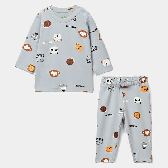 Infant Boys Cotton Jersey 2Pcs Suit Mini Zoo-Blue
