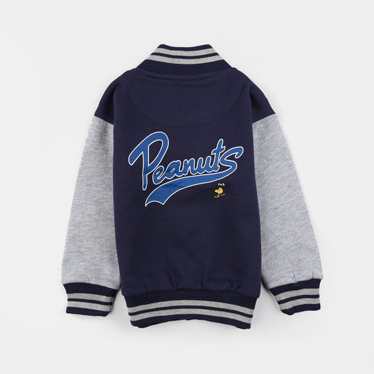 Boys Fleece Knitted Jacket-Navy//Grey