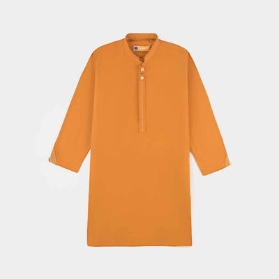 Boys Cotton Poplin Kurta & Shalwar Suit-Rust