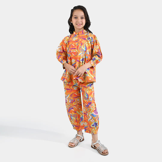 Girls Cotton Poplin Co-Ord Set -Multi