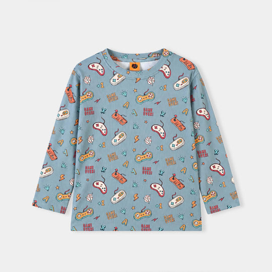 Boys Poly Cotton Jersey Night Suit Gameover