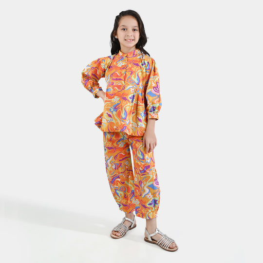 Girls Cotton Poplin Co-Ord Set -Multi