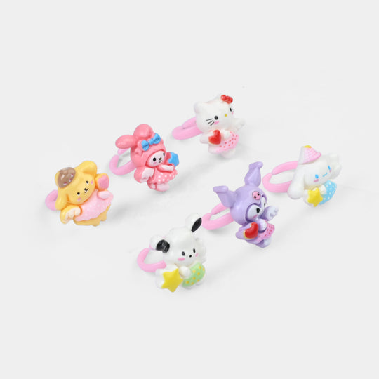 Cute Colorful Girls Ring Set | Pack of 6