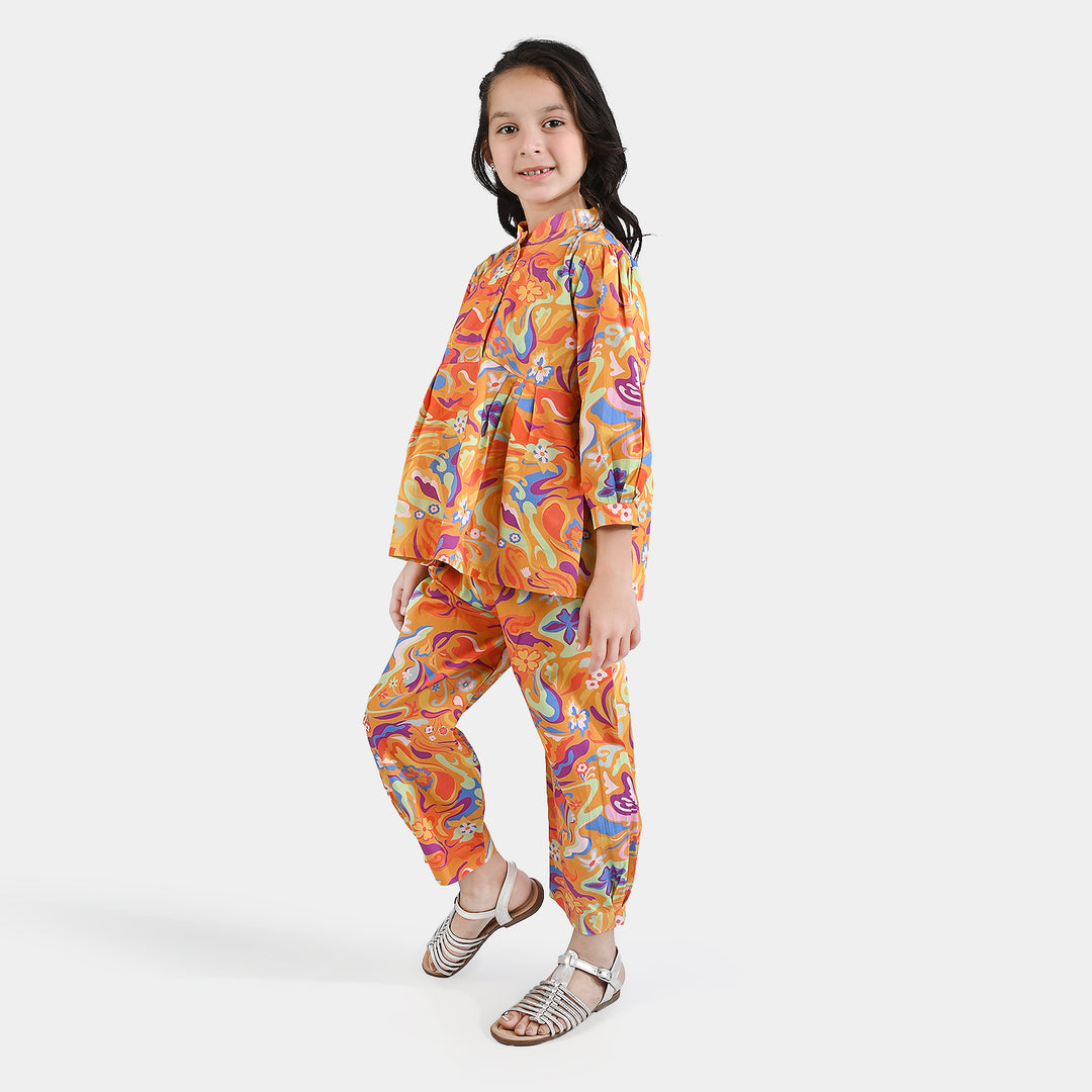 Girls Cotton Poplin Co-Ord Set -Multi