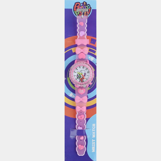 Girls Silicone Strap Analog Spinner Wristwatch