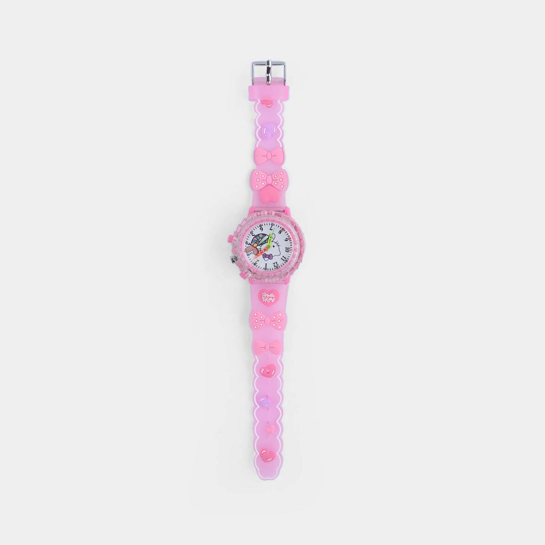 Girls Silicone Strap Analog Spinner Wristwatch