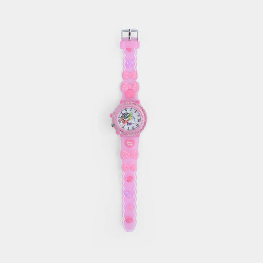 Girls Silicone Strap Analog Spinner Wristwatch