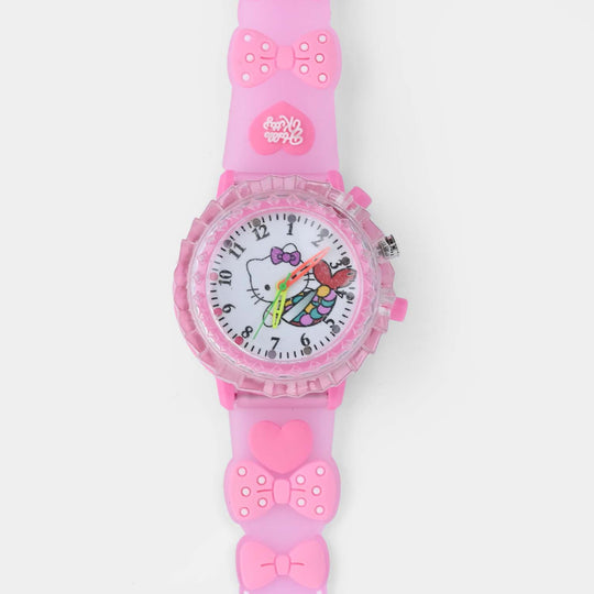 Girls Silicone Strap Analog Spinner Wristwatch