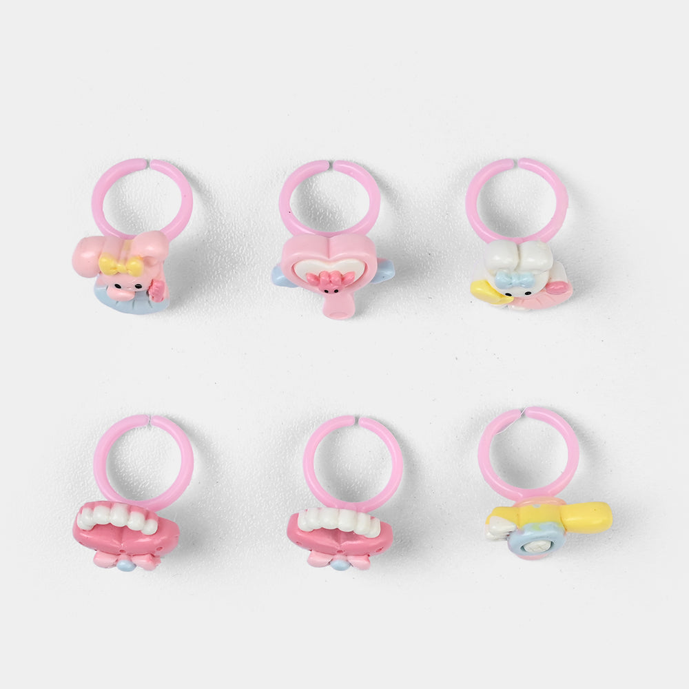 Cute Colorful Girls Ring Set | Pack of 6