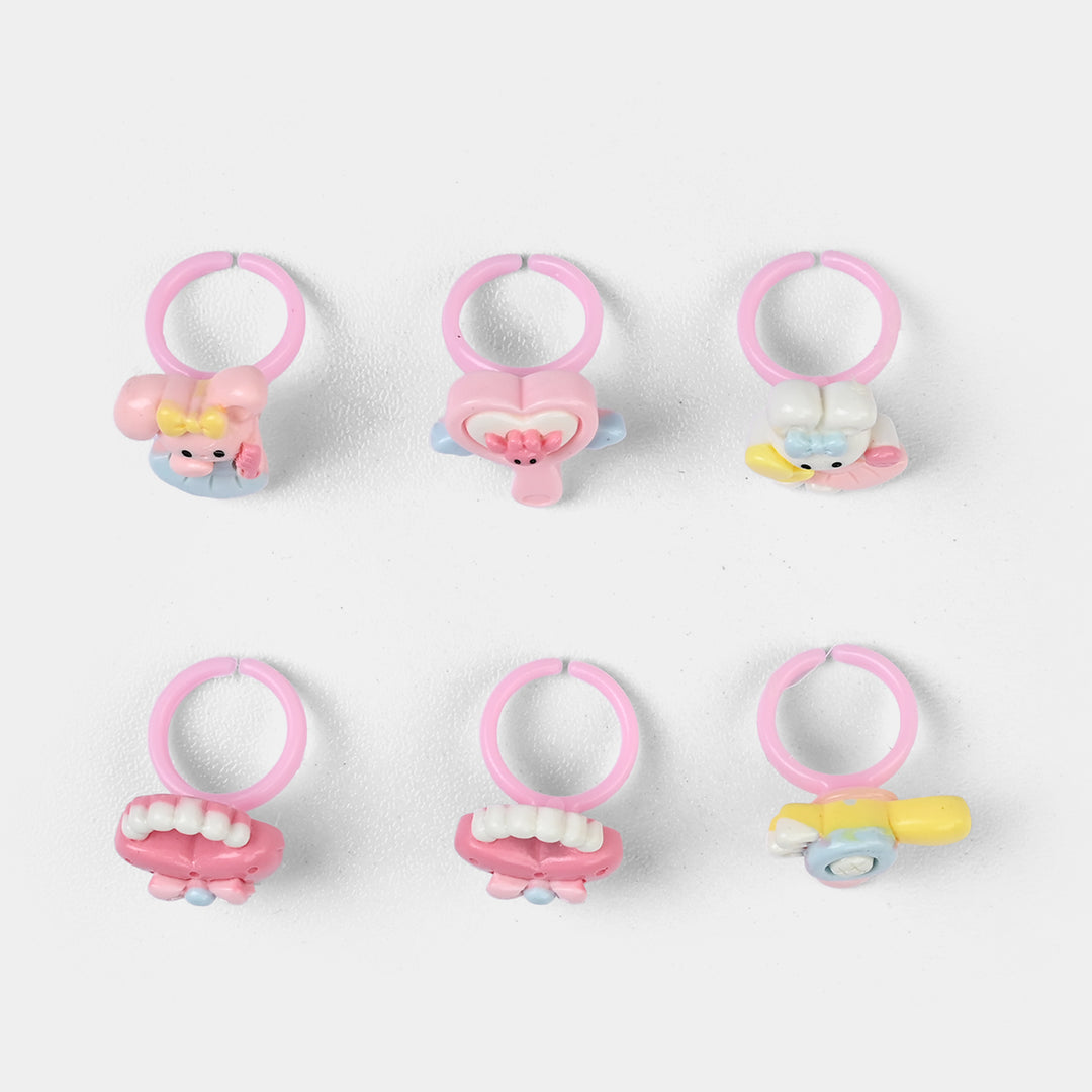 Cute Colorful Girls Ring Set | Pack of 6