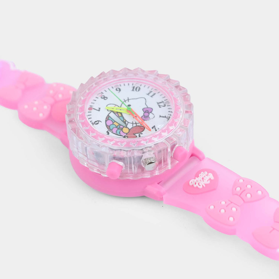 Girls Silicone Strap Analog Spinner Wristwatch