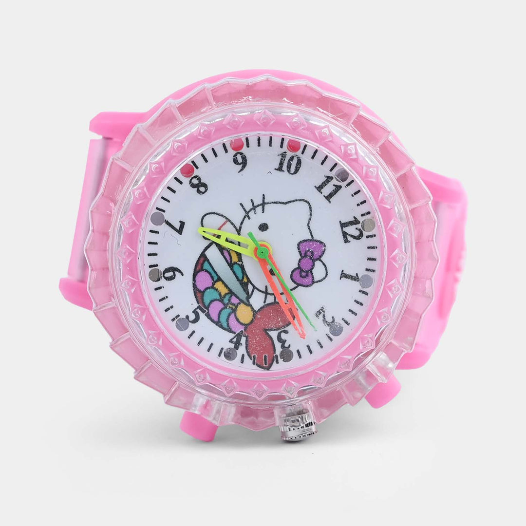 Girls Silicone Strap Analog Spinner Wristwatch