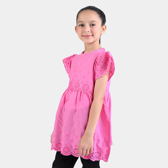 Girls Chicken Kari Chicken Casual Frock Pink Gala-Pink