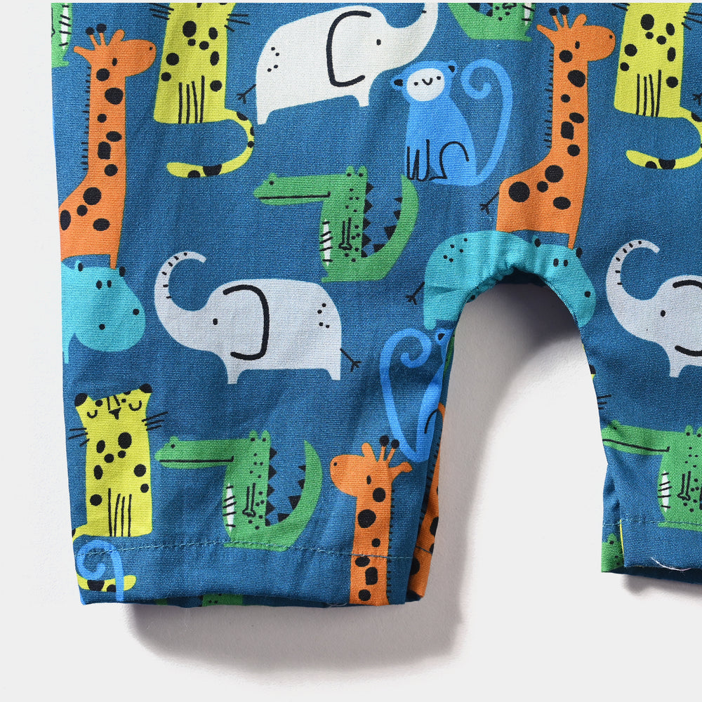 Infant Boys Cotton Romper Animal-LT.Blue