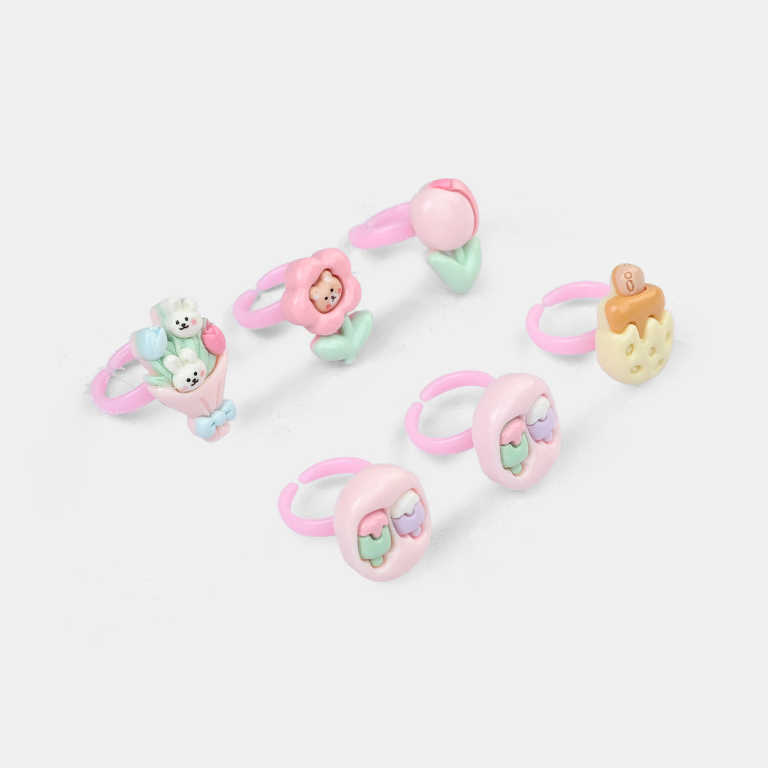 Cute Colorful Girls Ring Set | Pack of 6