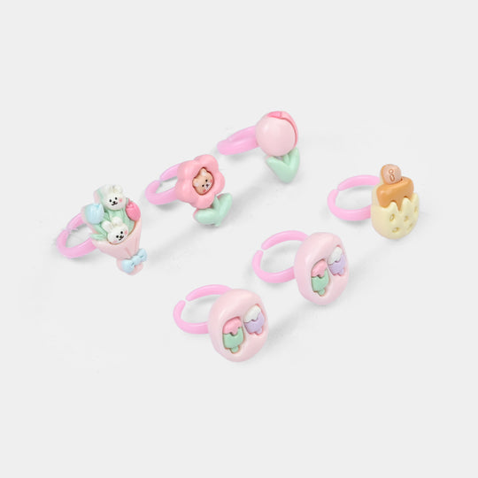 Cute Colorful Girls Ring Set | Pack of 6