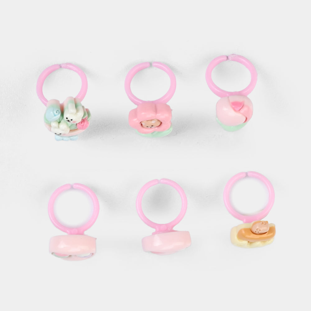 Cute Colorful Girls Ring Set | Pack of 6