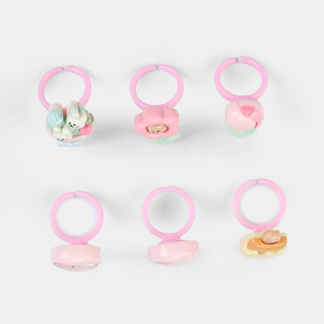 Cute Colorful Girls Ring Set | Pack of 6