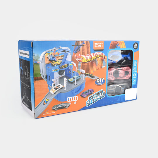 Hot Wheel Portable Parking Lot & Track Set