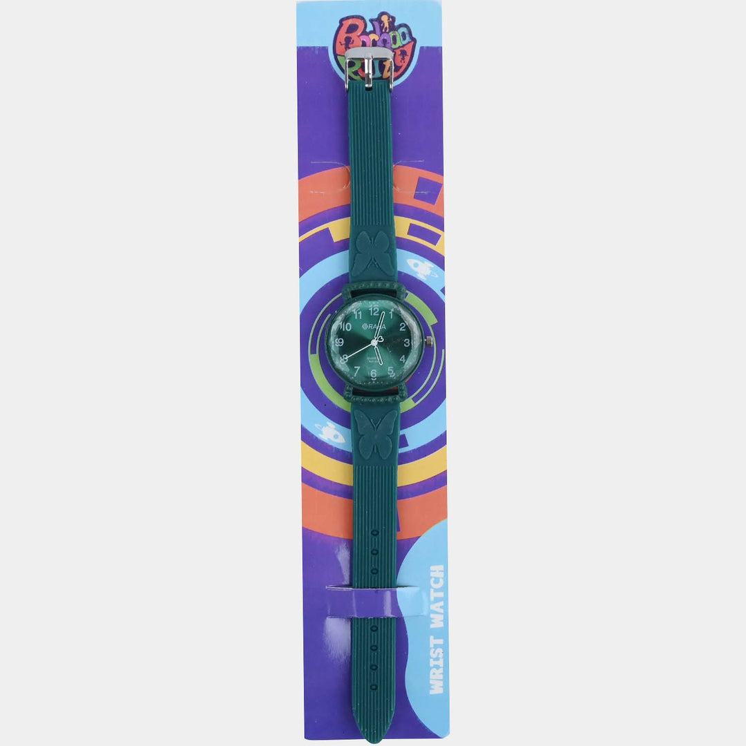 Girls Silicone Strap Analog Wristwatch