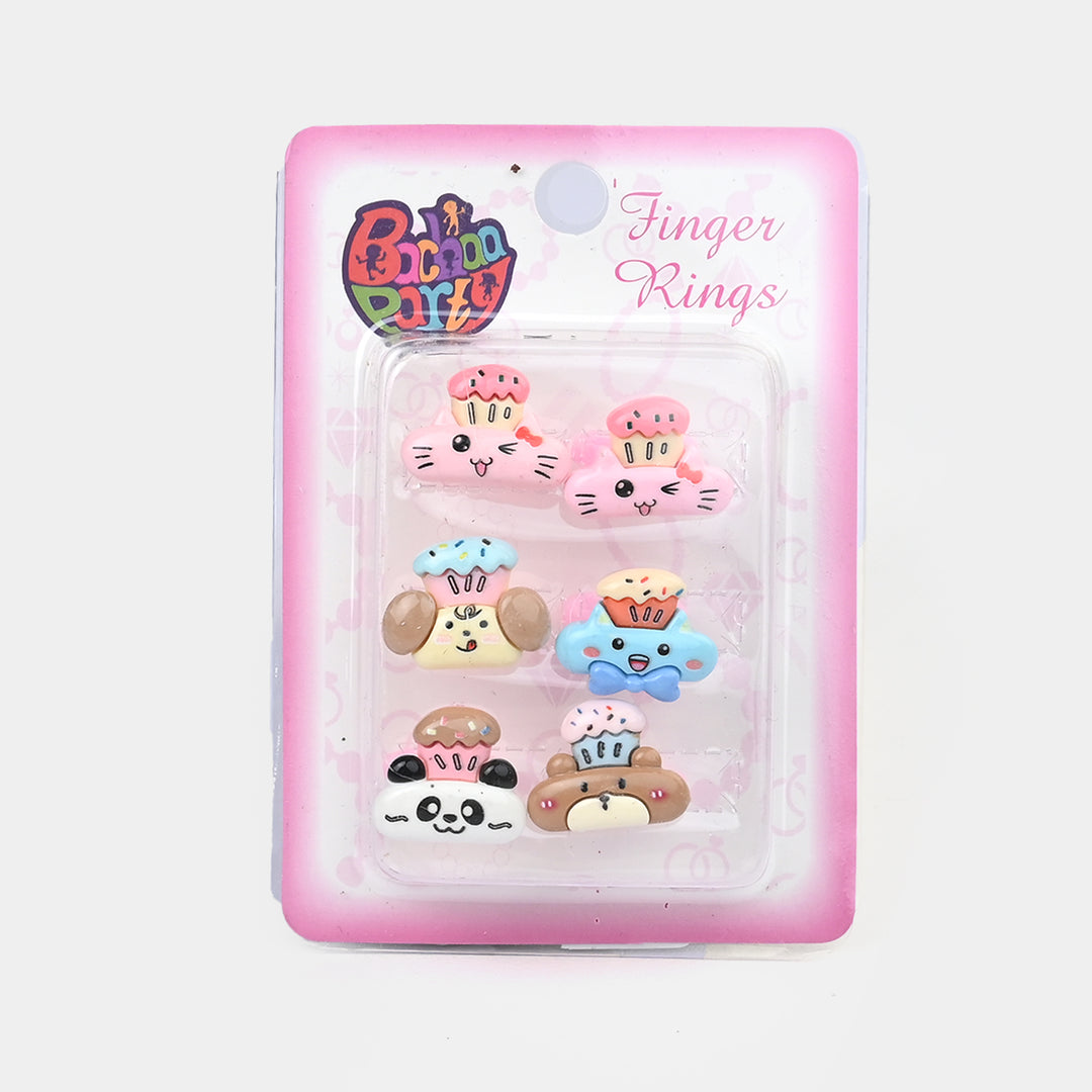 Cute Colorful Girls Ring Set | Pack of 6