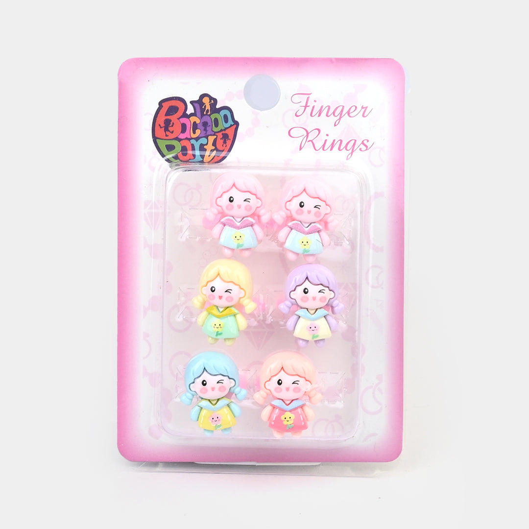 Cute Colorful Girls Ring Set | Pack of 6