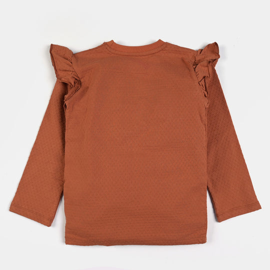 Girls Cotton Jersey T-Shirt F/S Kindness-Brown