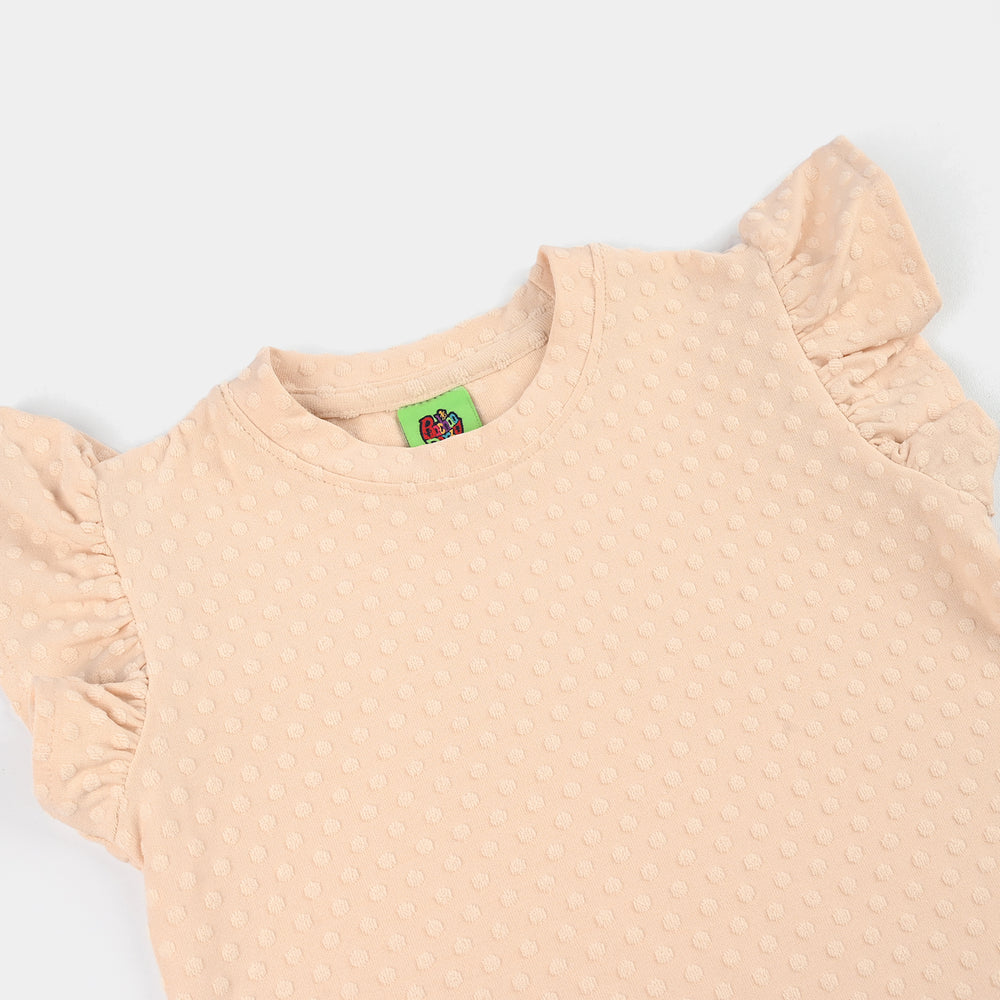 Infant Girls Knitted Jacquard T-Shirt - Brown