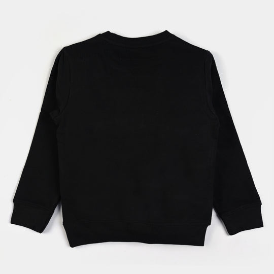 Boys Cotton Terry Sweatshirt Star -BLACK