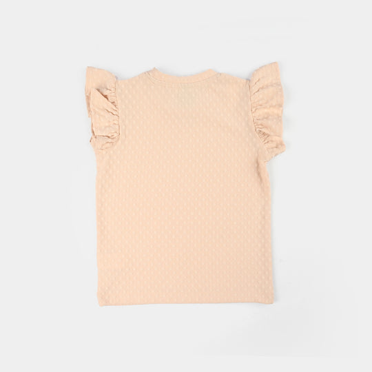 Infant Girls Knitted Jacquard T-Shirt - Brown