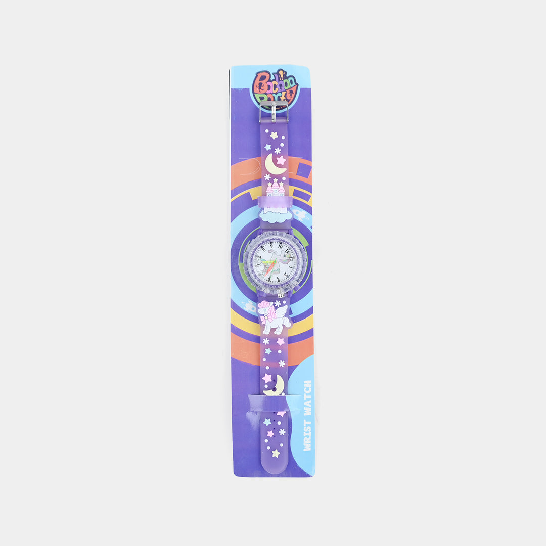 Girls Silicone Strap Analog Spinner Wristwatch