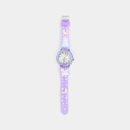 Girls Silicone Strap Analog Spinner Wristwatch
