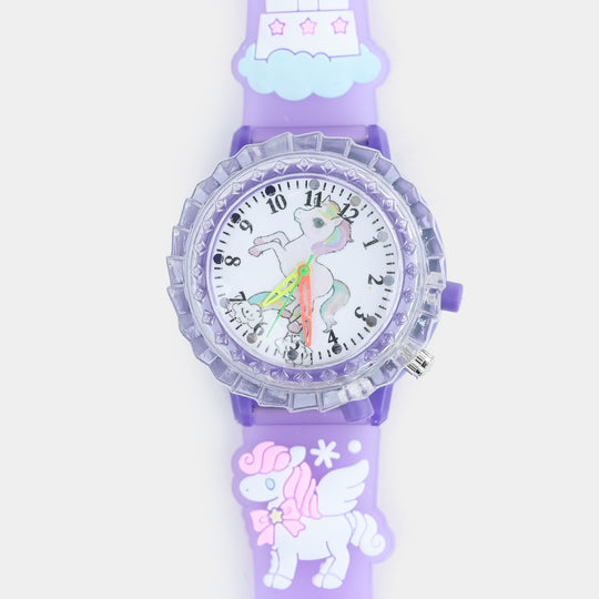 Girls Silicone Strap Analog Spinner Wristwatch
