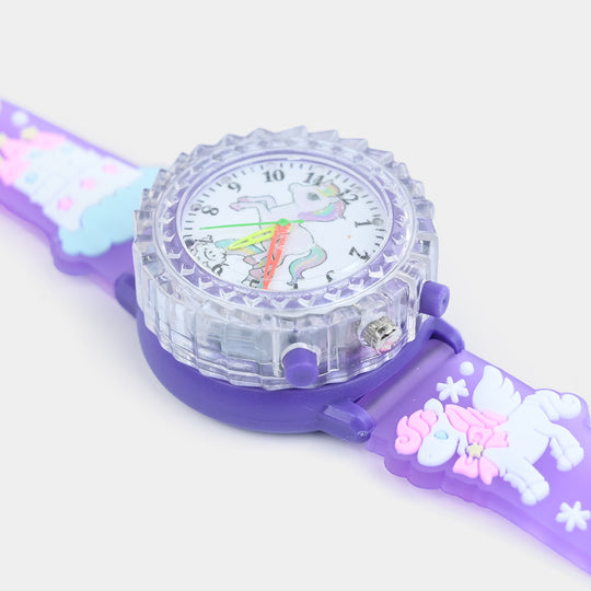 Girls Silicone Strap Analog Spinner Wristwatch
