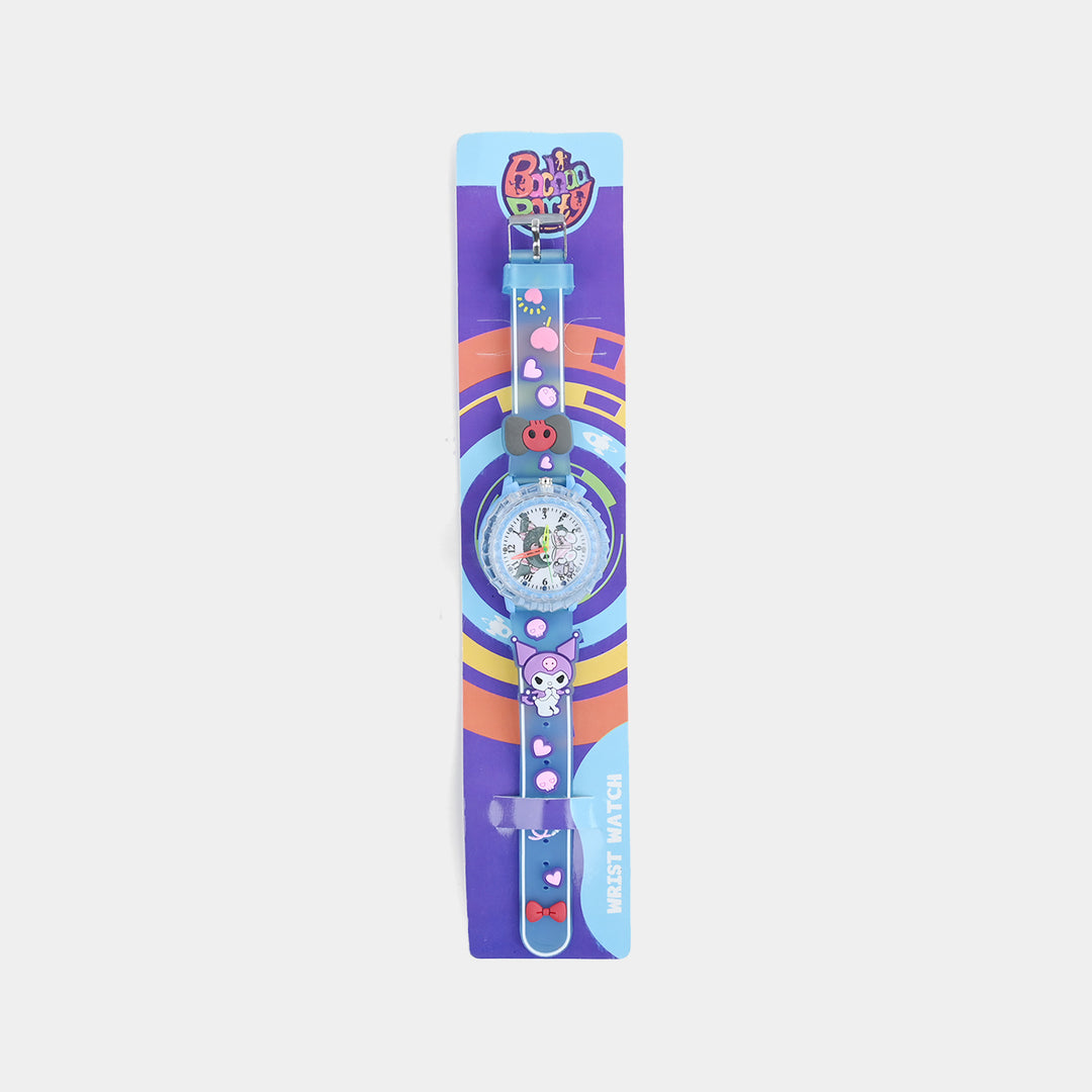 Girls Silicone Strap Analog Spinner Wristwatch